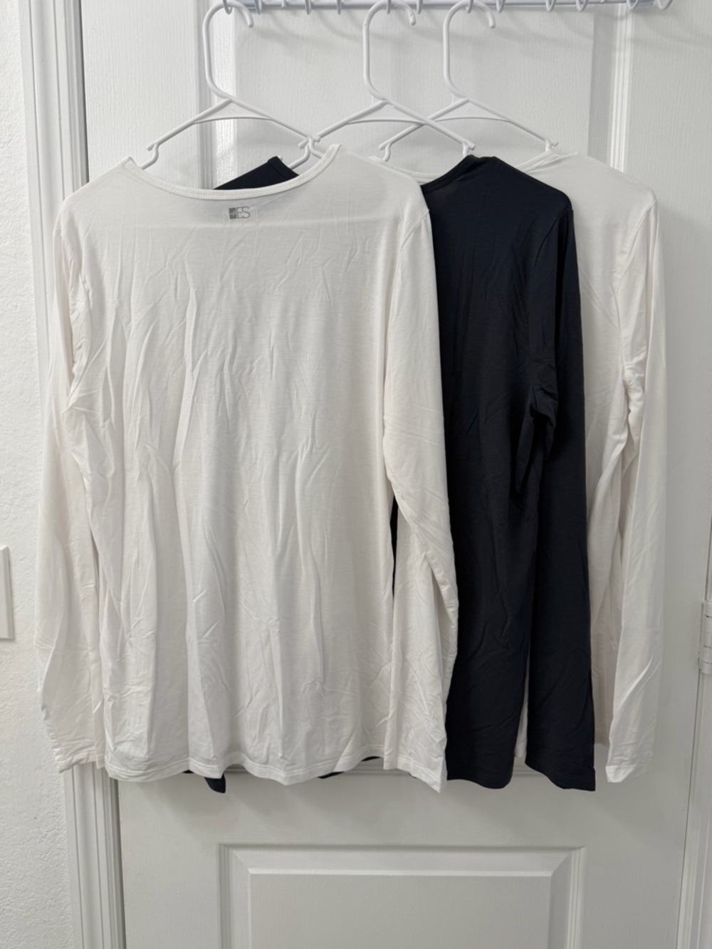 Bundle of 3 EASY Stretch Long-Sleeve Underscrubs Shirts - 2 White & 1Dark Gray